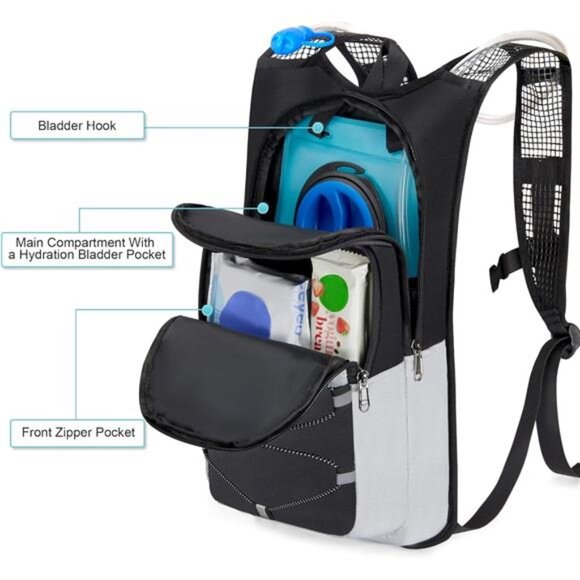 Hydration Backpack - Lightweight Water Backpack with 2L Water Bladder Bag, - Picture 2 of 6
